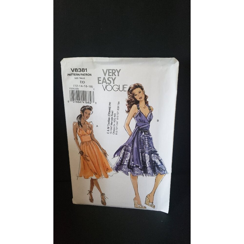 Vogue 8381 Sewing Pattern: Sleeveless Summer Dress, Size 12-18